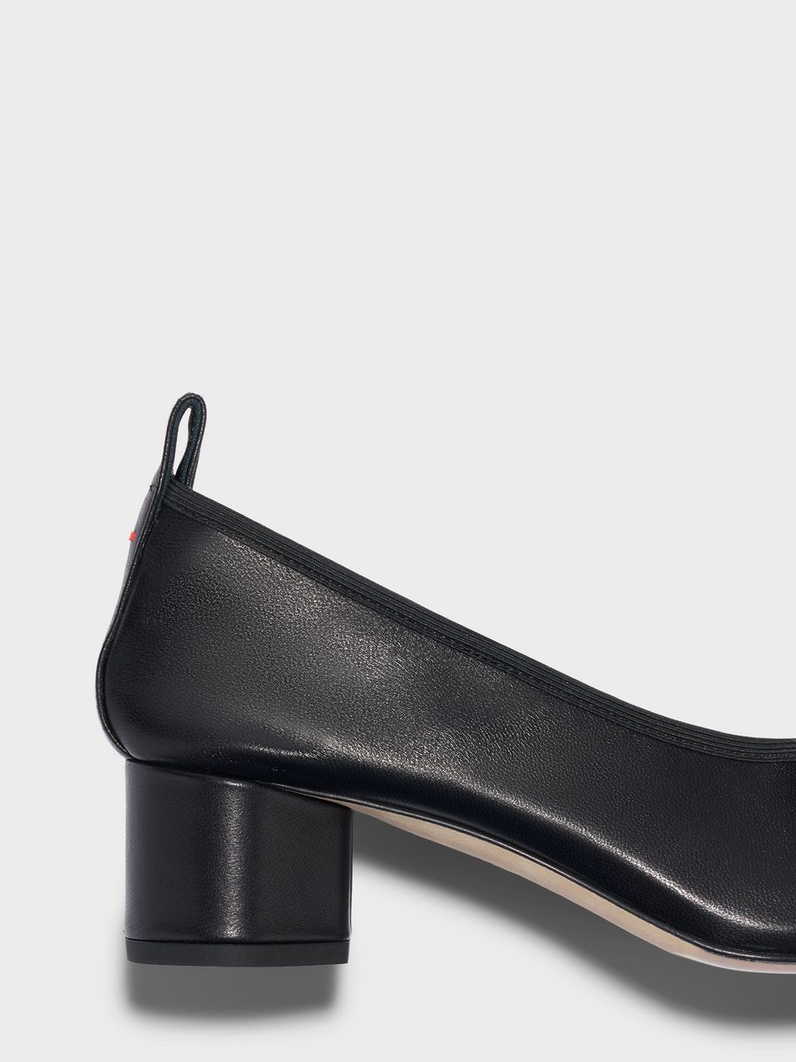 Aeyde | Gemma Leather Pumps for Women | Black Nappa | Round Toe | Low Heel | Heel Details