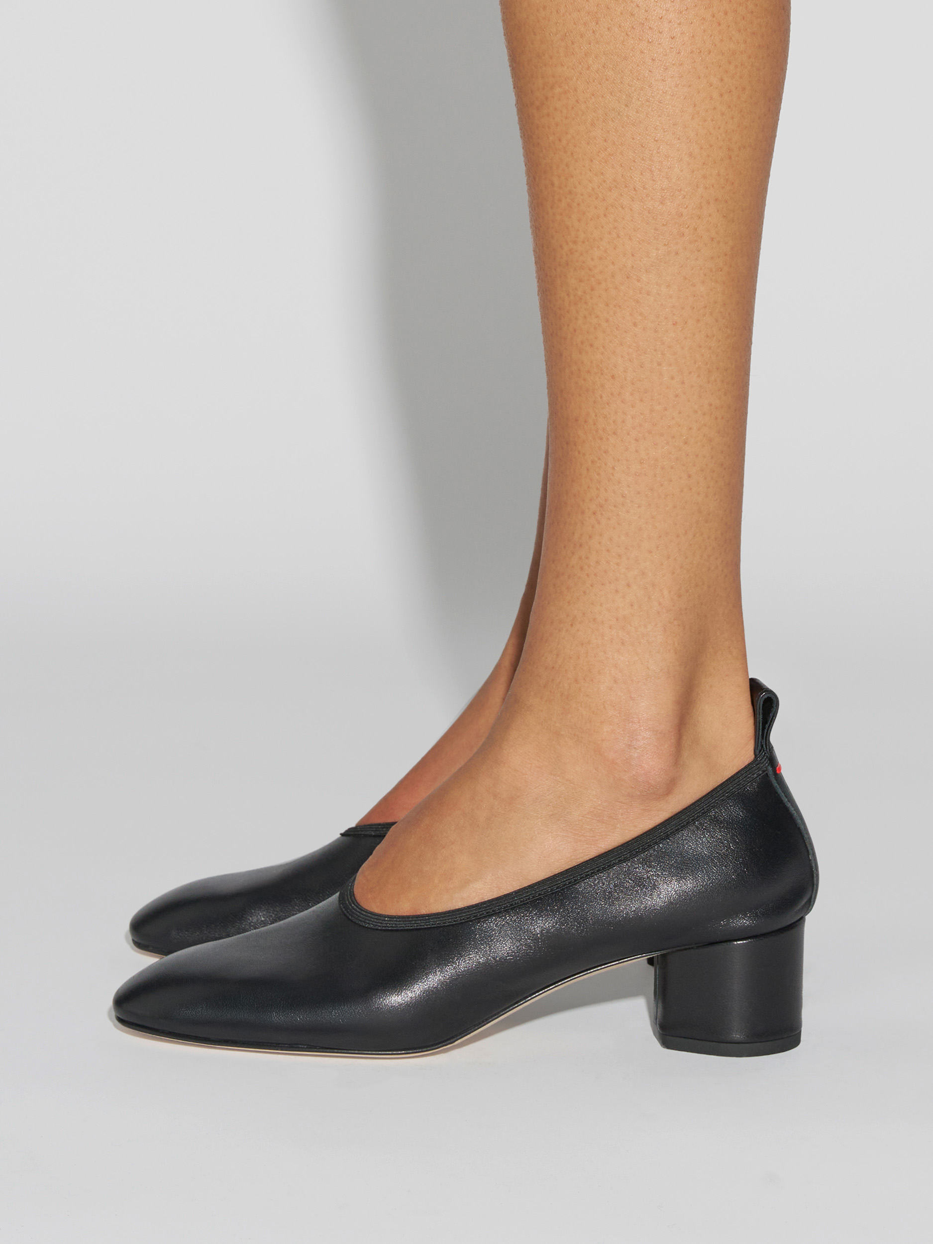 Aeyde | Gemma Leather Pumps for Women | Black Nappa | Round Toe | Low Heel | How to Style