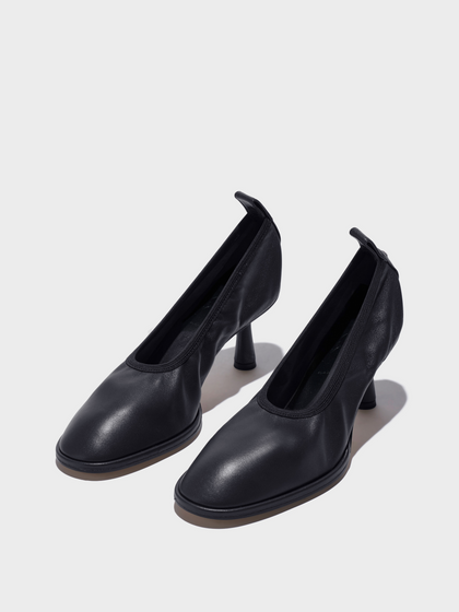 Aeyde | Giulia Stiletto Pumps Leather Pumps for Women | Black Nappa | Round Toe | Mid Heel | Luxury Materials | Handmade in Italy