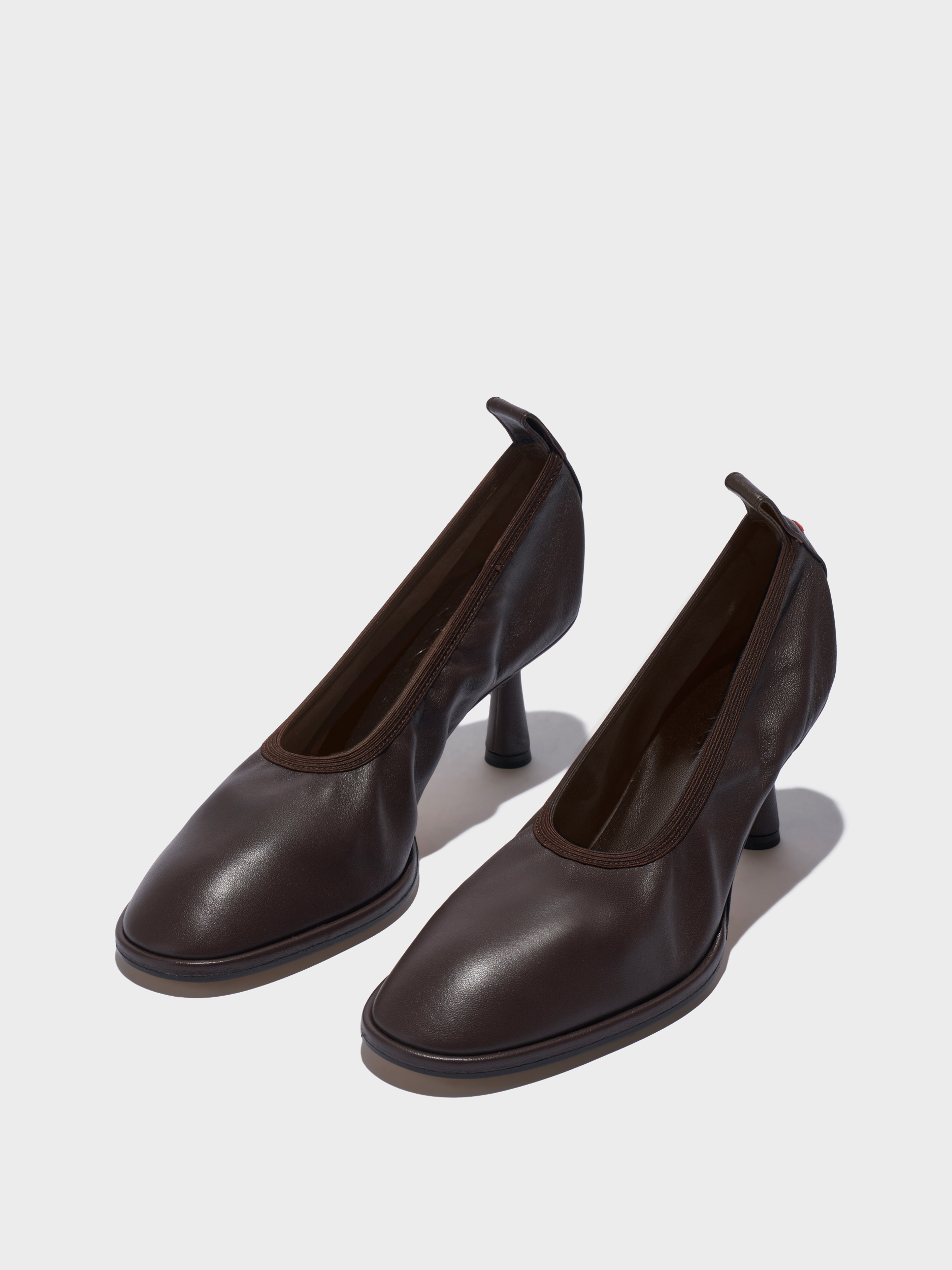 Aeyde | Giulia Stiletto Pumps Leather Pumps for Women | Moka Nappa | Round Toe | Mid Heel | Luxury Materials | Handmade in Italy