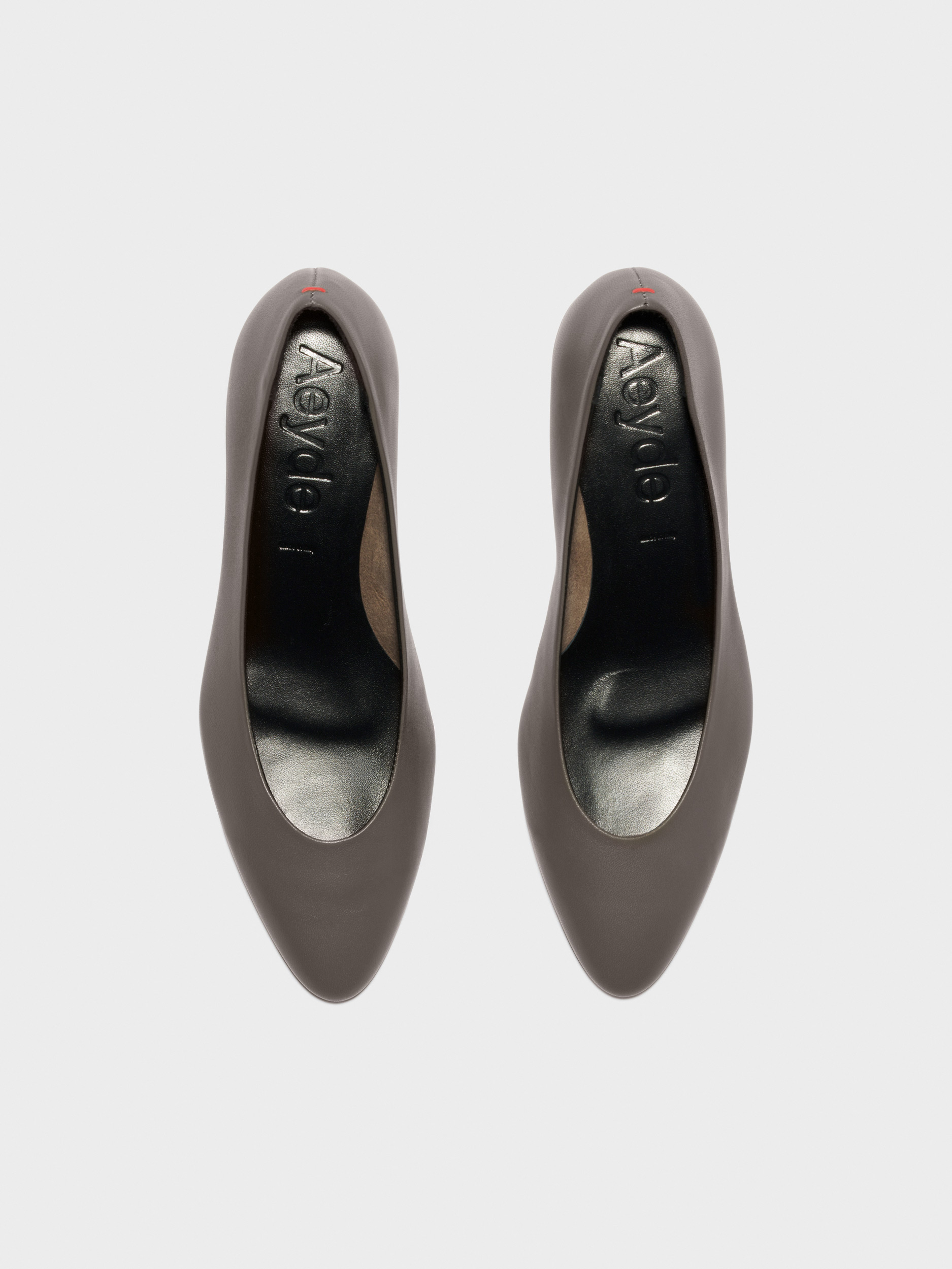 Aeyde | Helia Low-Cut Pumps Leather Pumps for Women | Taupe Nappa | Round Toe | Low Heel | Front View