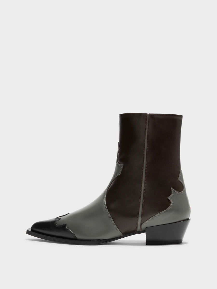 Hester Leather Cowboy Ankle Boots