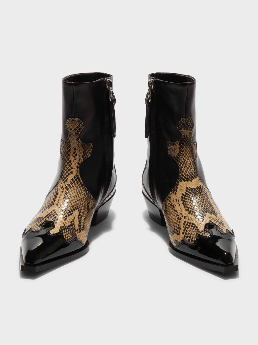 Hester Leather Cowboy Ankle Boots