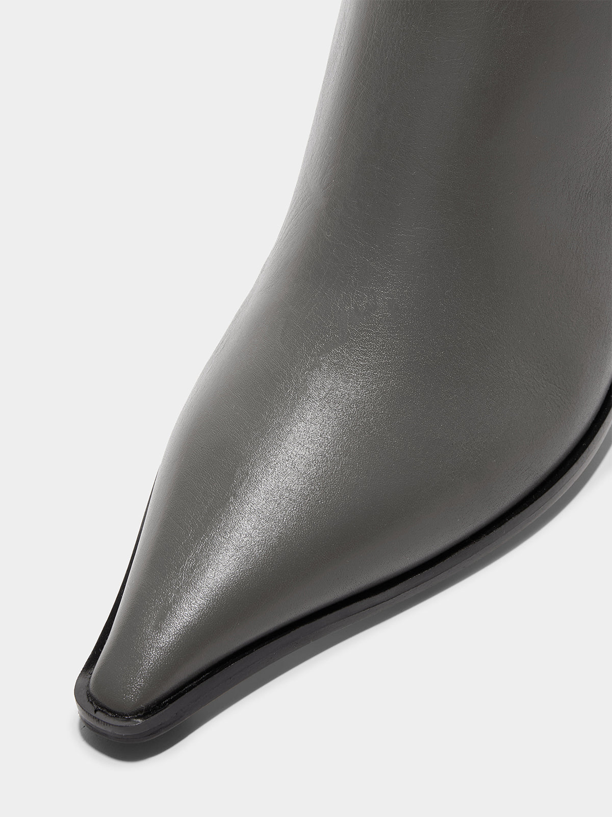 Aeyde | Hexi Leather Ankle Boots Leather Ankle Boots for Women | Cement Calf | Pointed Toe | High Heel | Luxury Materials | Handmade in Italy
