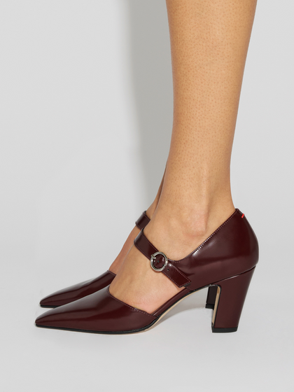 Aeyde | Isidora Mary-Jane Pumps Leather Pumps for Women | Port Polido | Square Toe | High Heel | How to Style