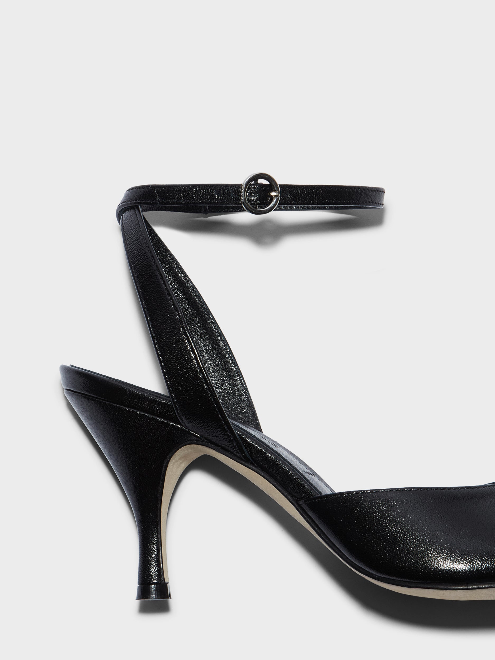 Aeyde | Jada Leather Heeled Sandals for Women | Black Nappa | Round Toe | High Heel | Heel Details