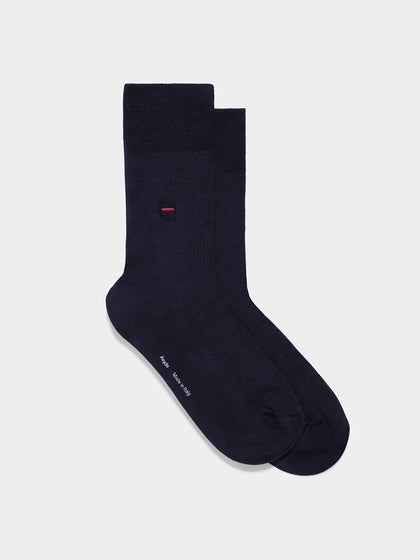 Aeyde | Jamie Cotton Socks for Women | Navy Cotton | Luxury Materials | Handmade in Italy