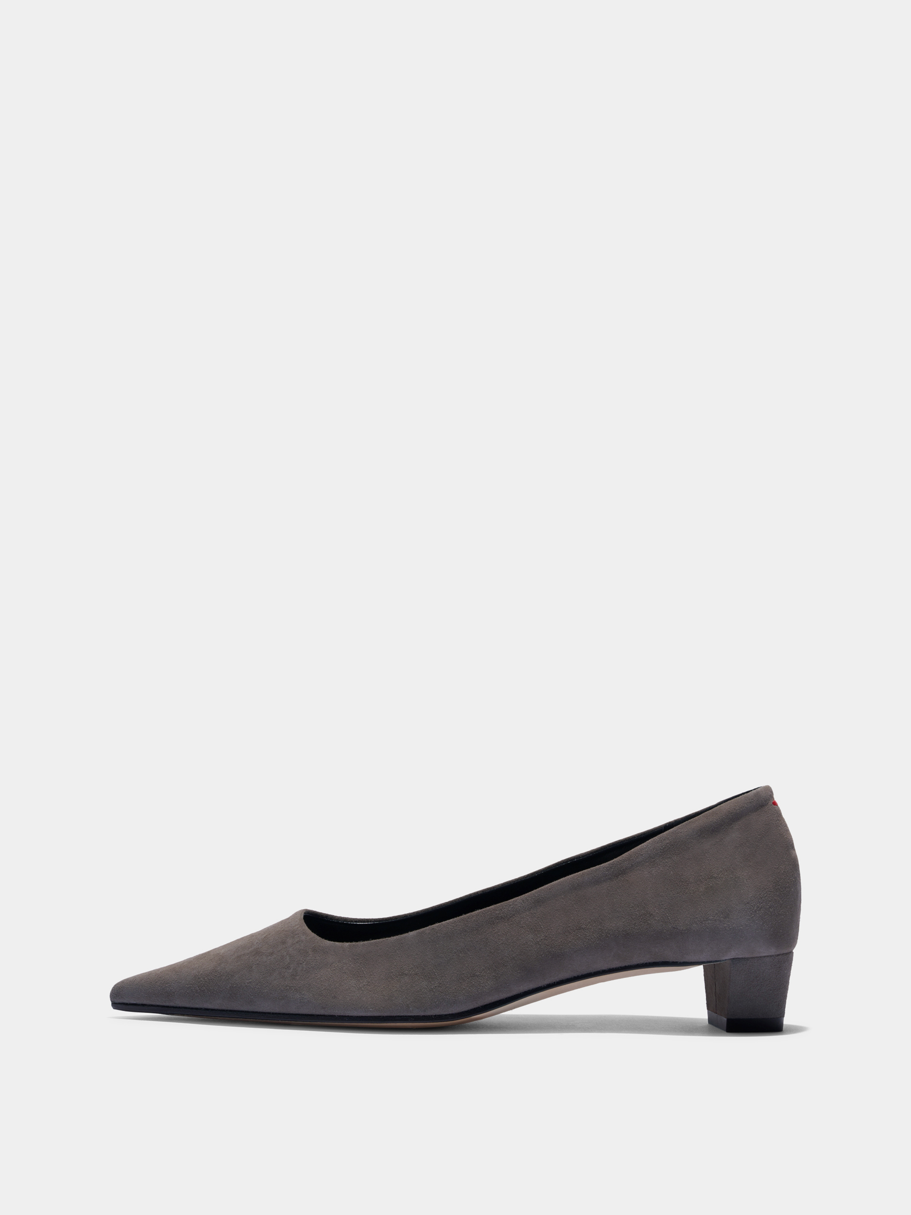 Aeyde | Judi Suede Pointed Pumps Leather Pumps for Women | Taupe Suede | Pointed Toe | Low Heel | Side View
