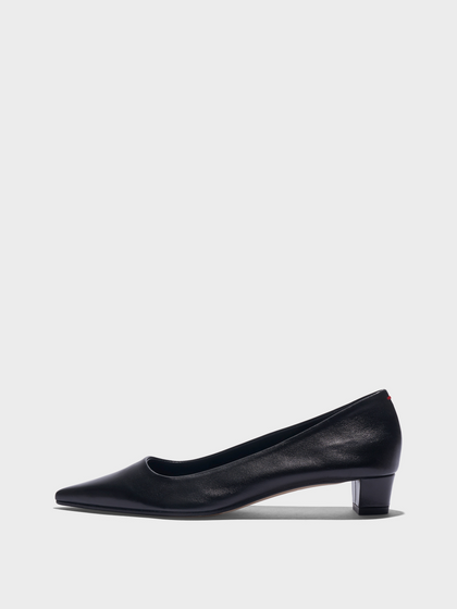 Aeyde | Judi Suede Pointed Pumps Leather Pumps for Women | Black Nappa | Pointed Toe | Low Heel | Side View