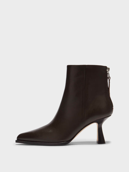 Aeyde | Kala Leather Cowboy Ankle Boots Leather Ankle Boots for Women | Moka Calf | Pointed Toe | High Heel | Side View
