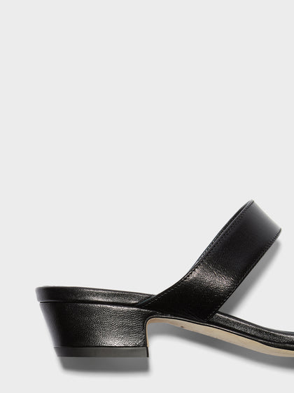 Aeyde | Kemi Leather Heeled Sandals for Women | Black Nappa | Square Toe | Mid Heel | Heel Details