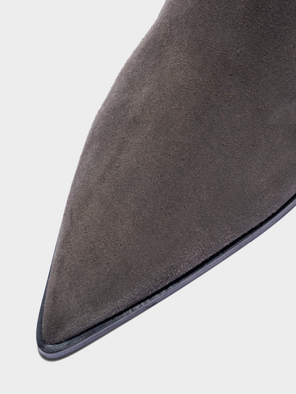 Aeyde | Kiki Suede Chelsea Boots Leather Ankle Boots for Women | Taupe Suede | Pointed Toe | Low Heel | Heel Details