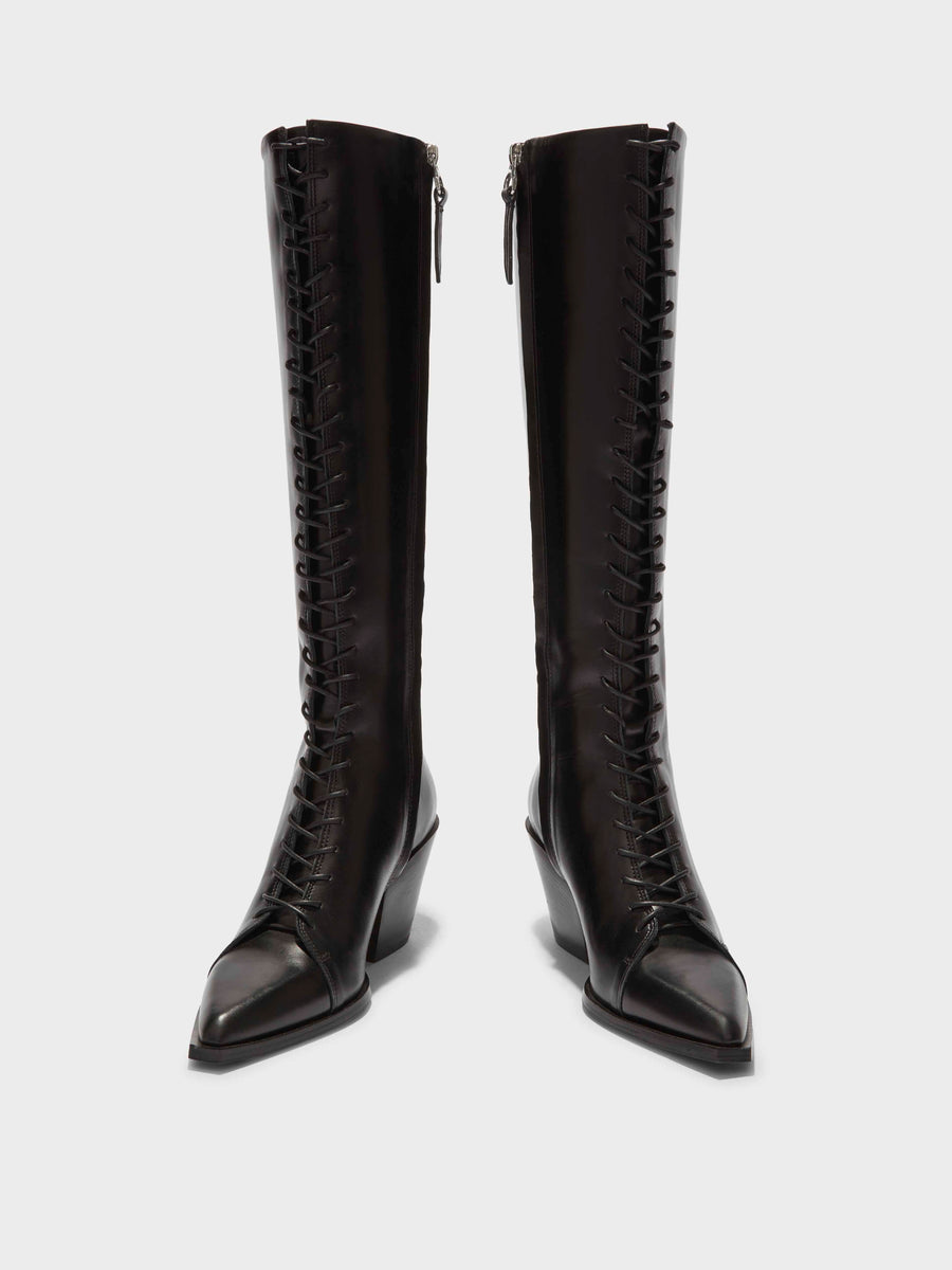 Kristina Leather Cowboy Knee-High Boots