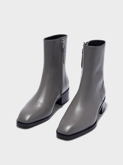 Aeyde | Lee Leather Ankle Boots Leather Ankle Boots for Women | Taupe Calf | Square Toe | Low Heel | Luxury Materials | Handmade in Italy