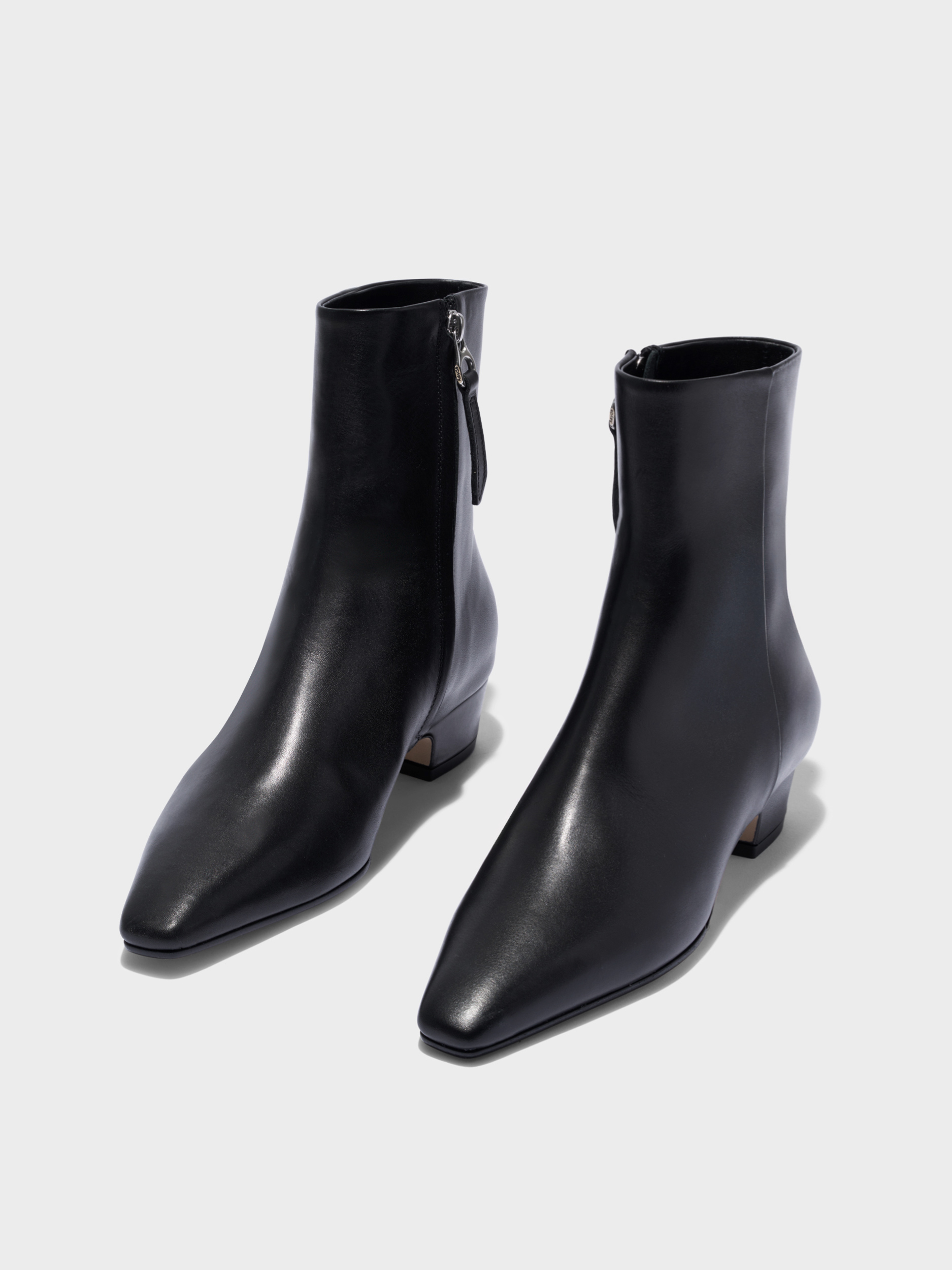 Aeyde | Lilia Leather Ankle Boots Leather Ankle Boots for Women | Black Calf | Square Toe | Low Heel | Luxury Materials | Handmade in Italy