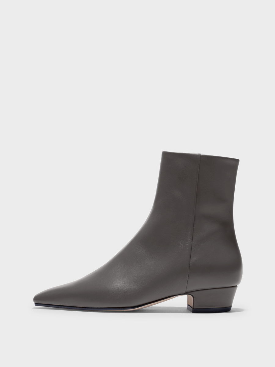 Aeyde | Lilia Leather Ankle Boots Leather Ankle Boots for Women | Taupe Calf | Square Toe | Low Heel | Side View