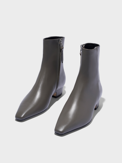 Aeyde | Lilia Leather Ankle Boots Leather Ankle Boots for Women | Taupe Calf | Square Toe | Low Heel | Luxury Materials | Handmade in Italy