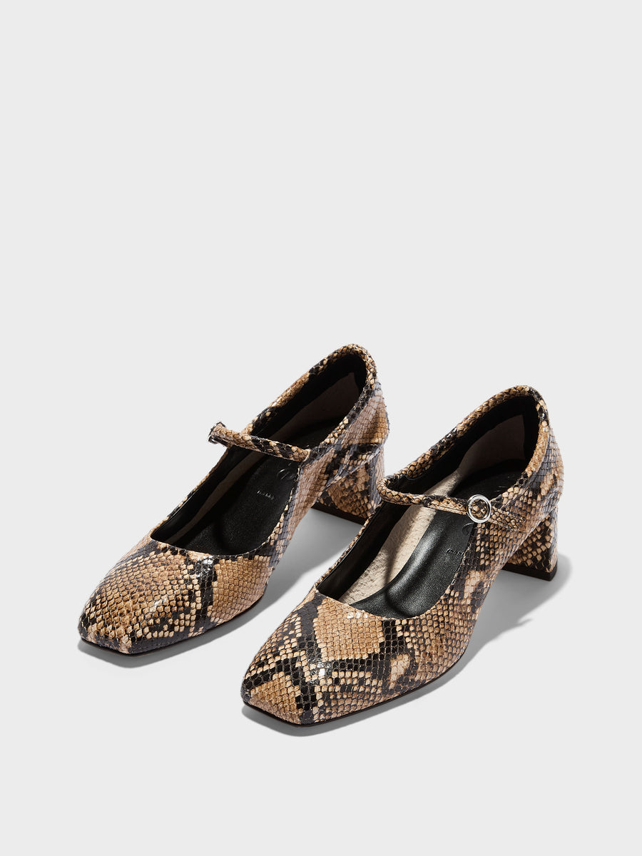 Lina Snake Print Mary-Janes