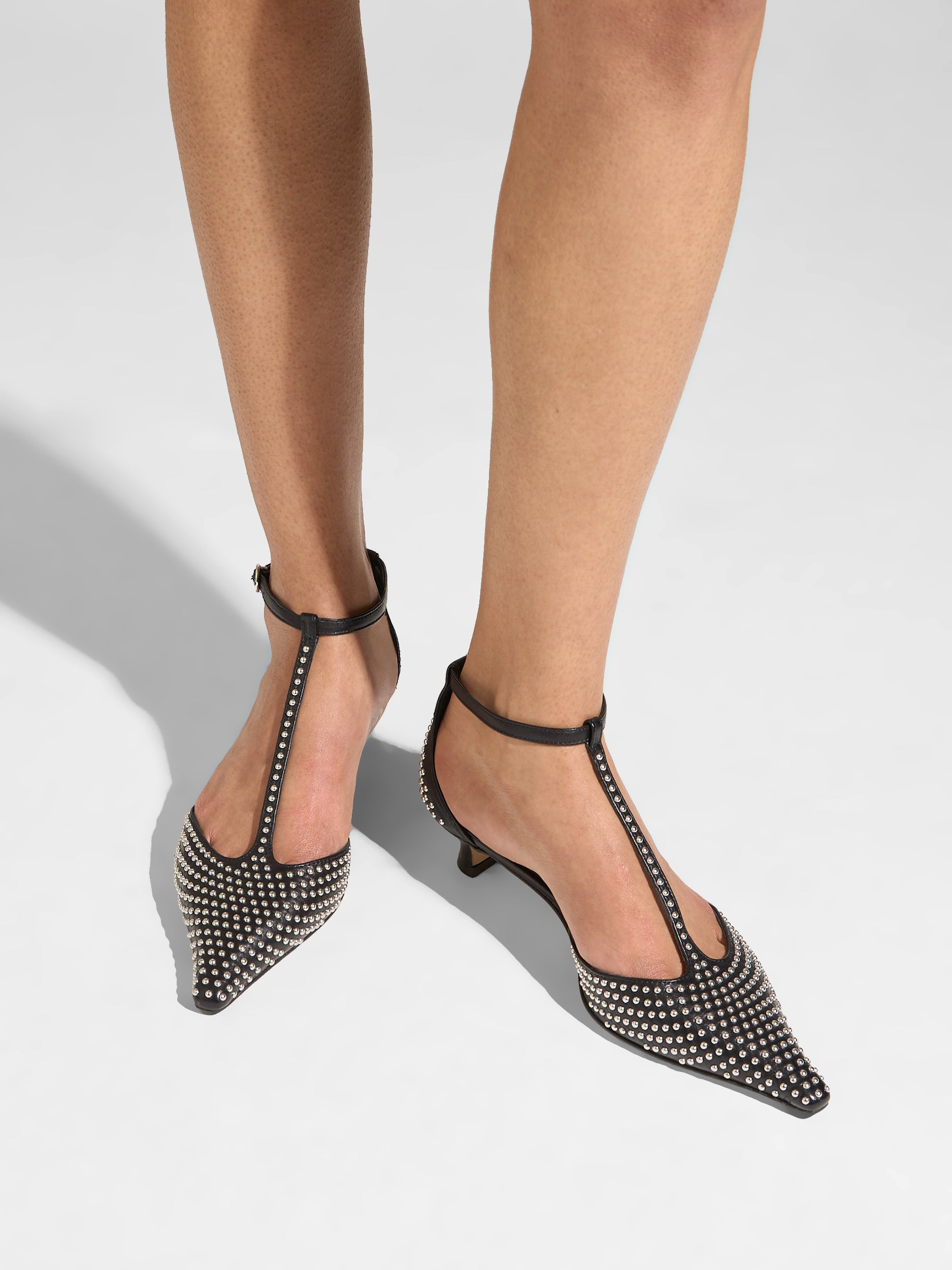 Liz Mini Stud Leather Pumps - Image 2