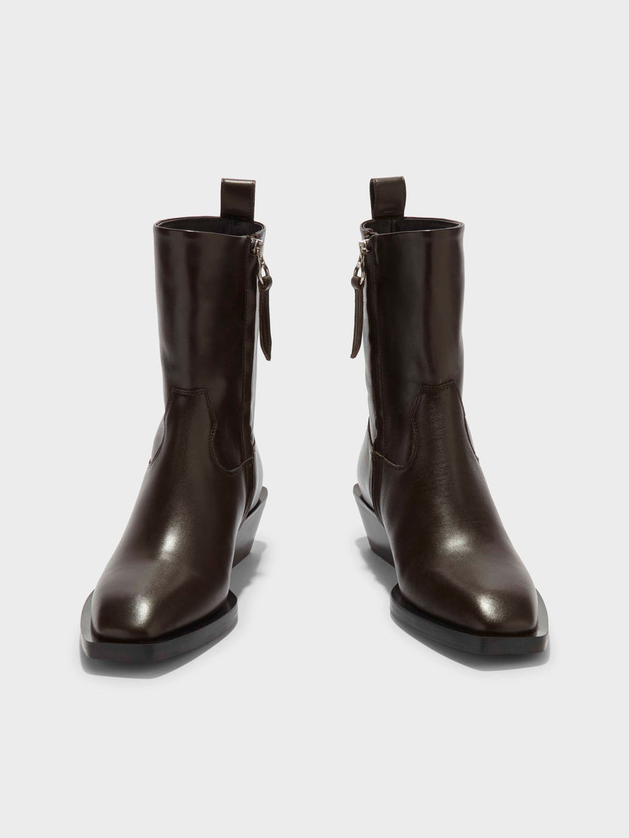 Luis Leather Cowboy Ankle Boots