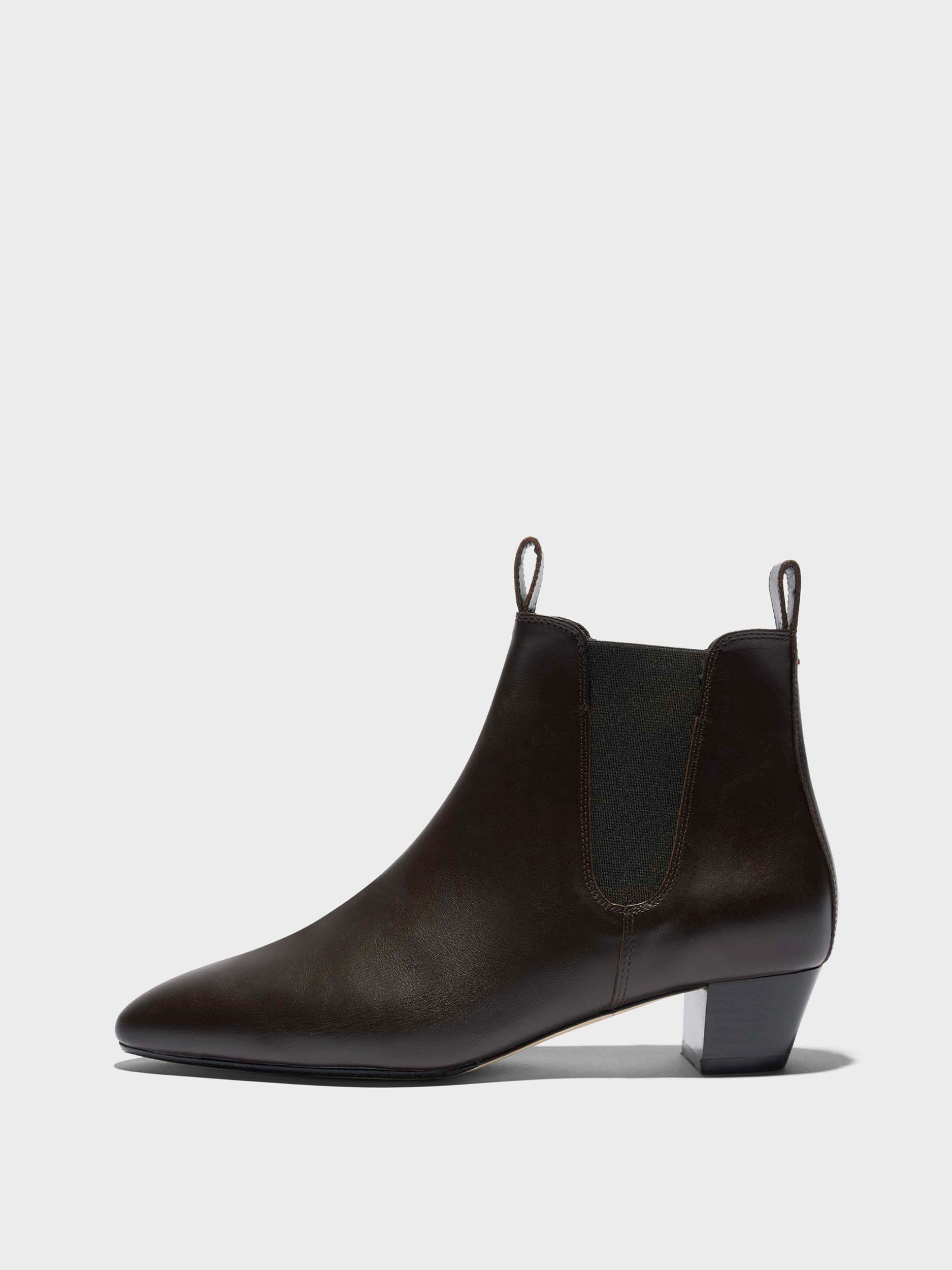 Aeyde | Malu Leather Ankle Boots Leather Ankle Boots for Women | Moka Calf | Round Toe | Low Heel | Side View