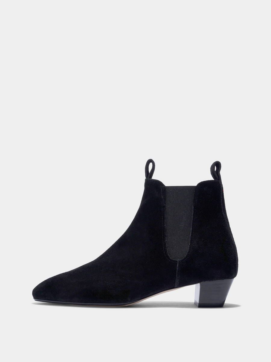 Aeyde | Malu Leather Ankle Boots Leather Ankle Boots for Women | Moka Suede | Round Toe | Low Heel | Side View