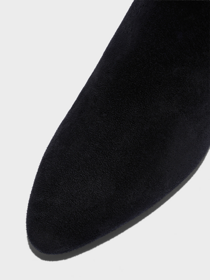Aeyde | Malu Leather Ankle Boots Leather Ankle Boots for Women | Moka Suede | Round Toe | Low Heel | Heel Details