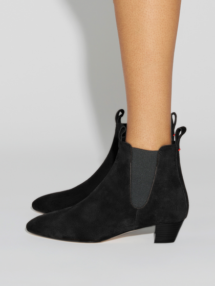 Aeyde | Malu Leather Ankle Boots Leather Ankle Boots for Women | Moka Suede | Round Toe | Low Heel | How to Style