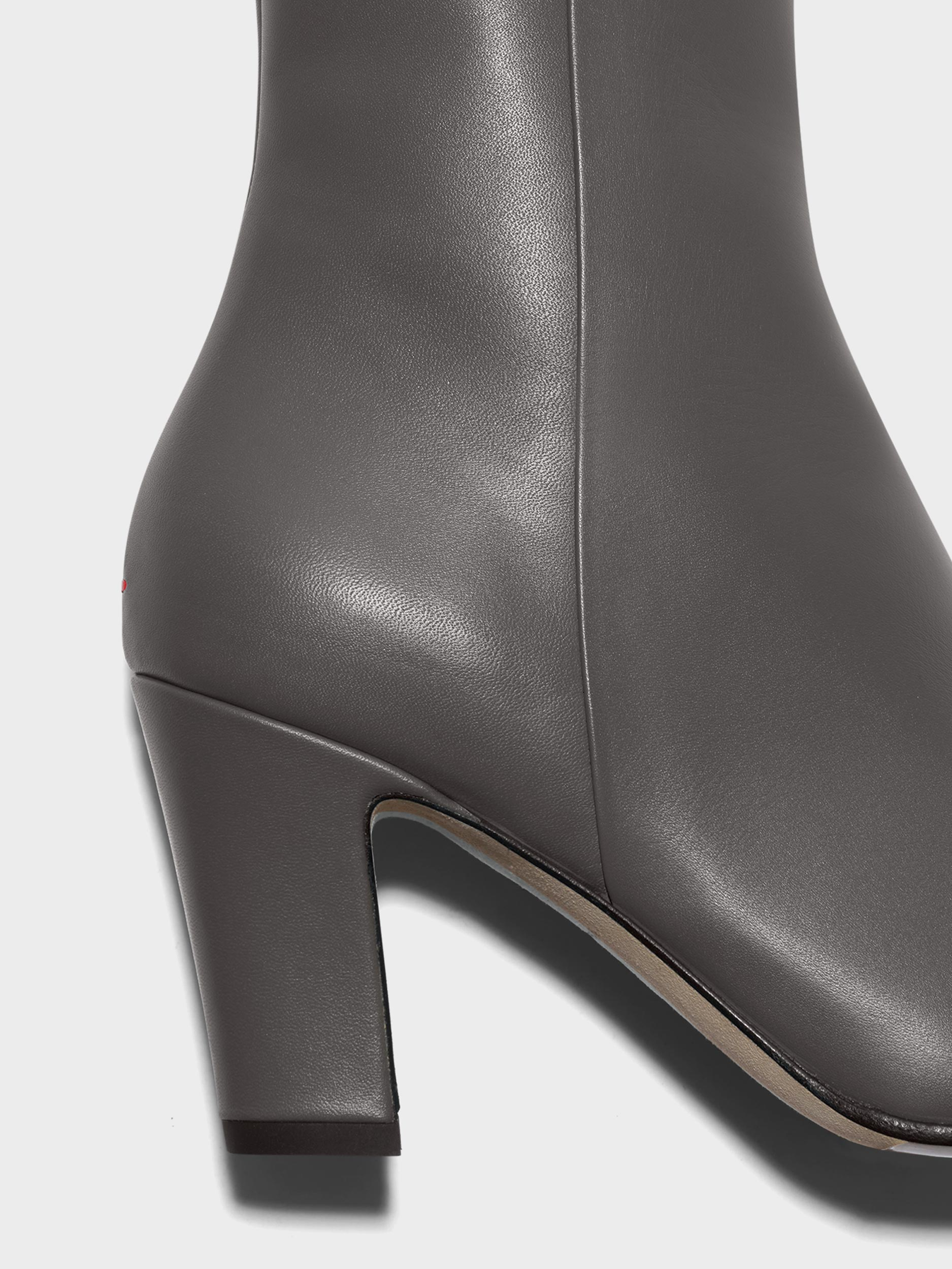 Aeyde | Maris Leather Ankle Boots Leather Ankle Boots for Women | Taupe Calf | Square Toe | High Heel | Heel Details