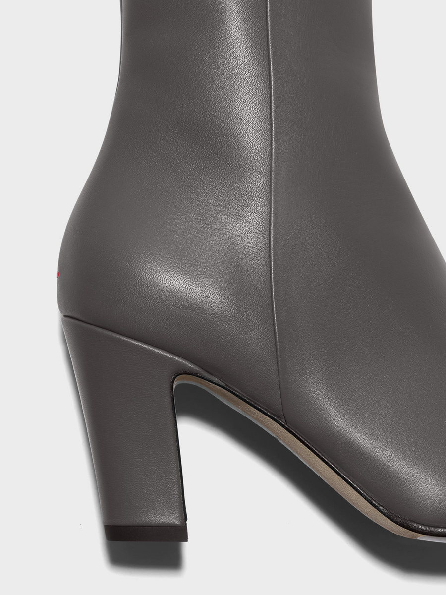 Aeyde | Maris Leather Ankle Boots Leather Ankle Boots for Women | Taupe Calf | Square Toe | High Heel | Heel Details