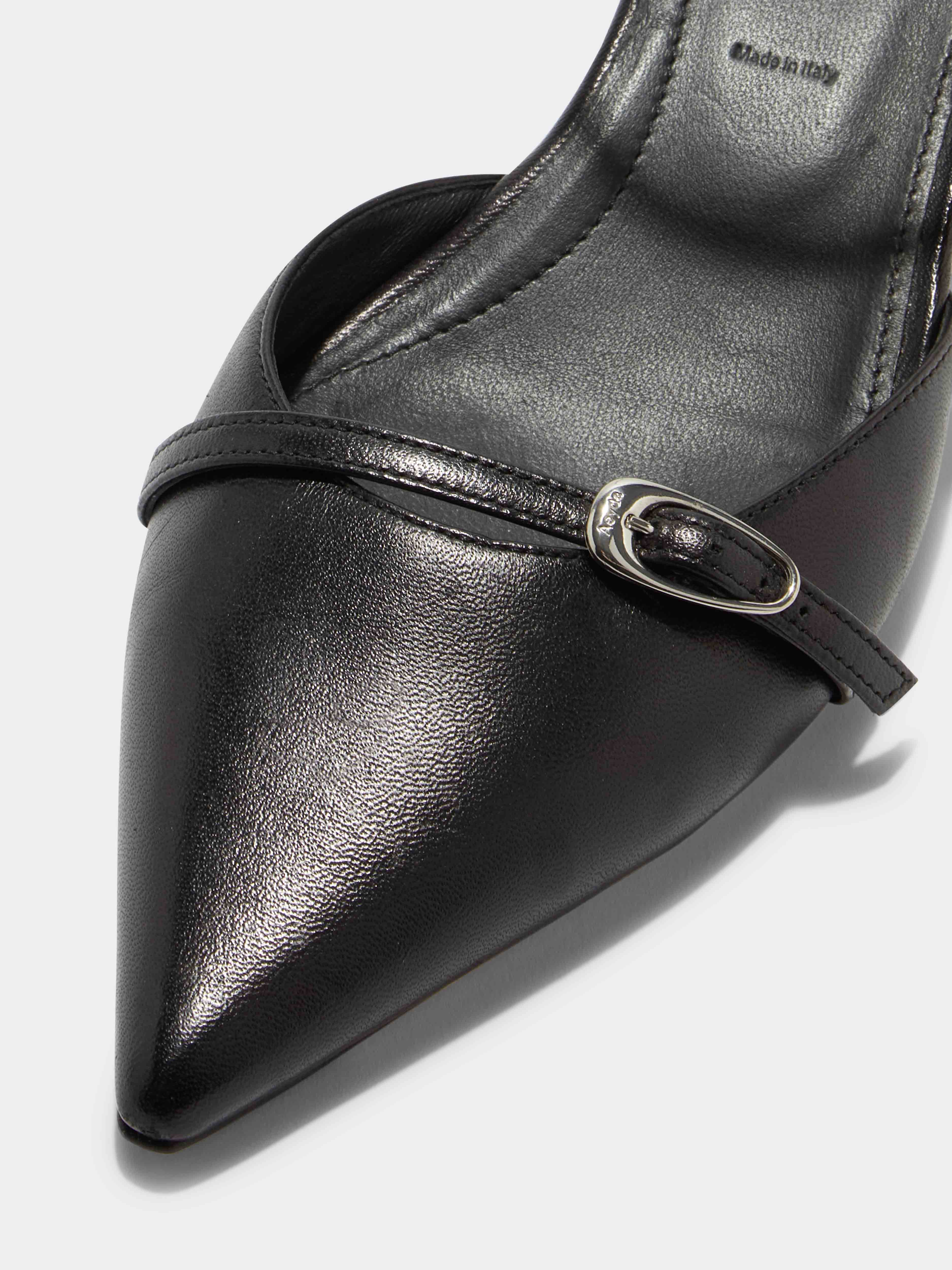 Aeyde | Melia Leather Kitten-Heel Pumps Leather Pumps for Women | Black Nappa | Pointed Toe | Low Heel | Luxury Materials | Handmade in Italy