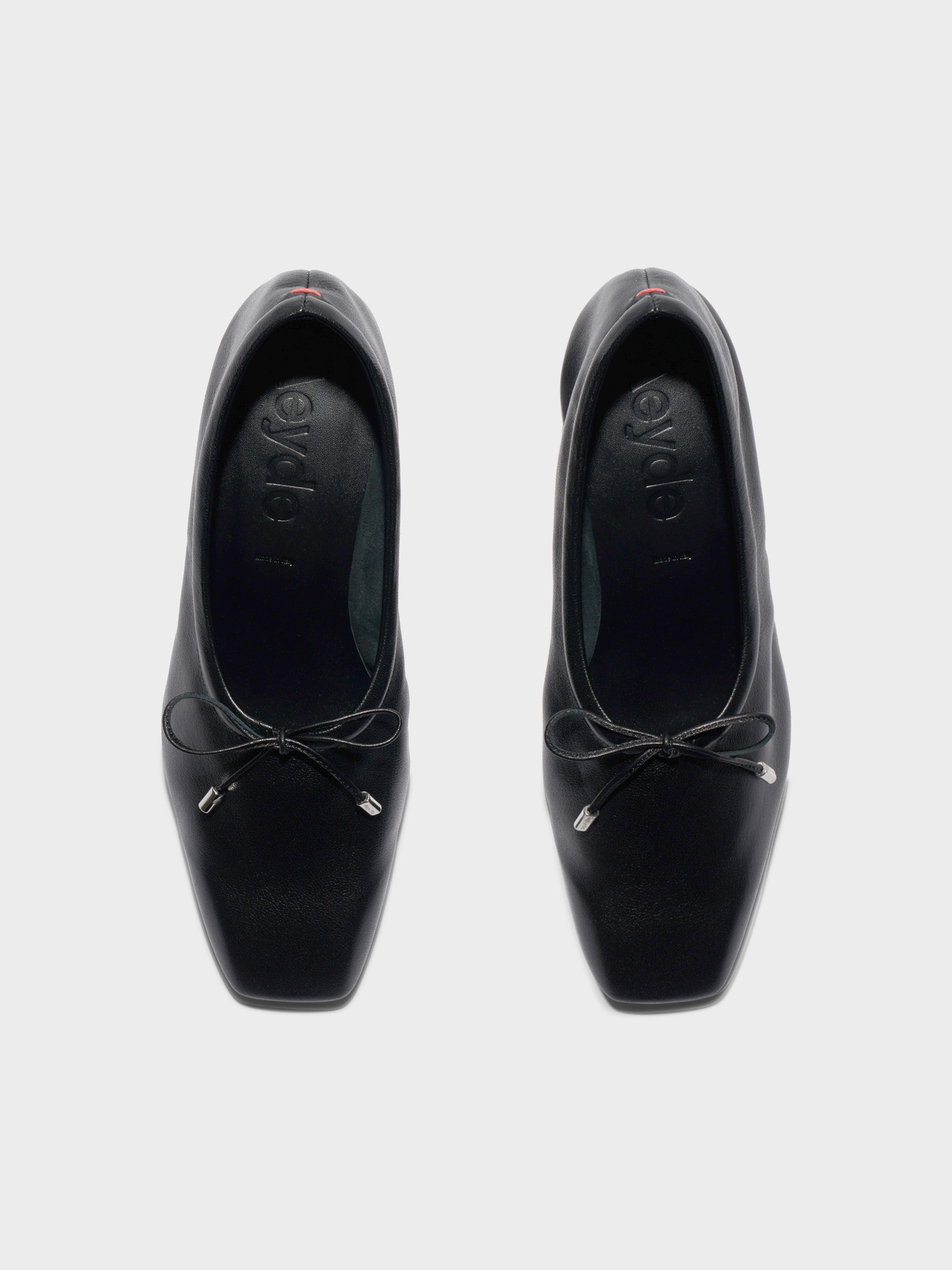 Aeyde | Narissa Glove Leather Pumps for Women | Black Lambskin | Square Toe | Mid Heel | Front View