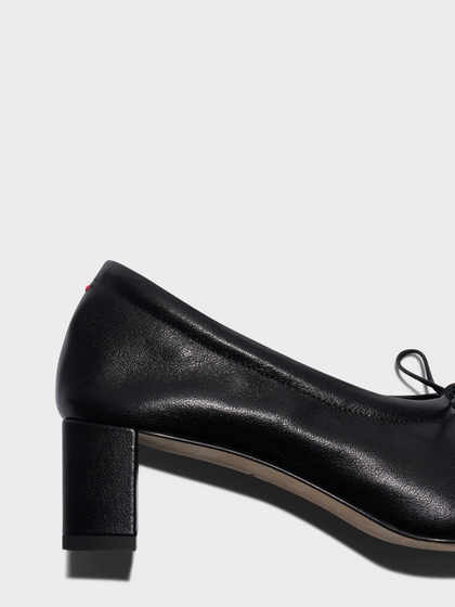 Aeyde | Narissa Glove Leather Pumps for Women | Black Lambskin | Square Toe | Mid Heel | Heel Details