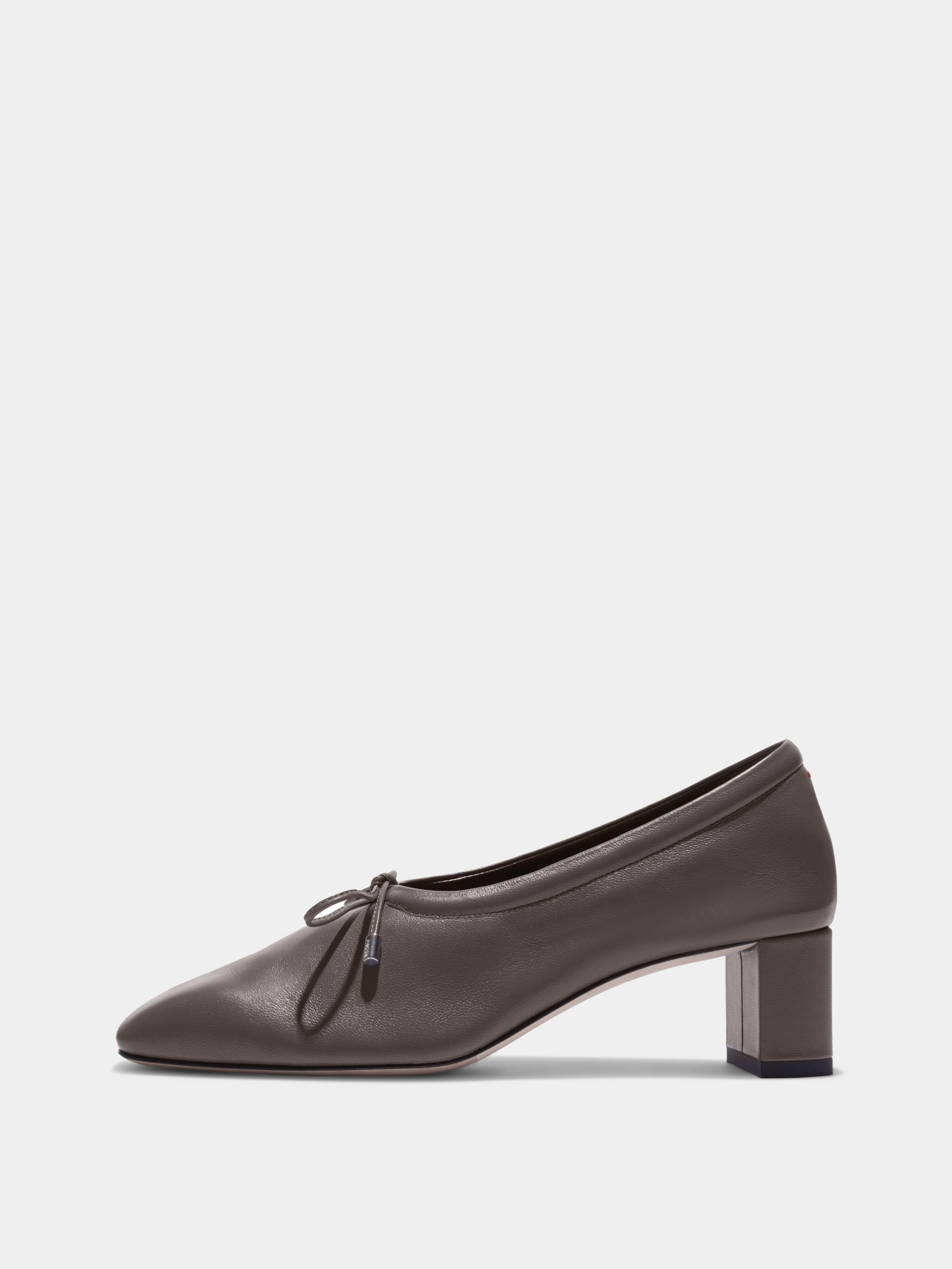 Aeyde | Narissa Glove Leather Pumps for Women | Taupe Lambskin | Square Toe | Mid Heel | Side View