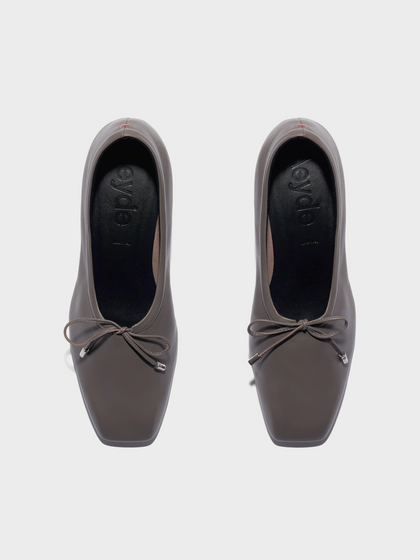 Aeyde | Narissa Glove Leather Pumps for Women | Taupe Lambskin | Square Toe | Mid Heel | Front View