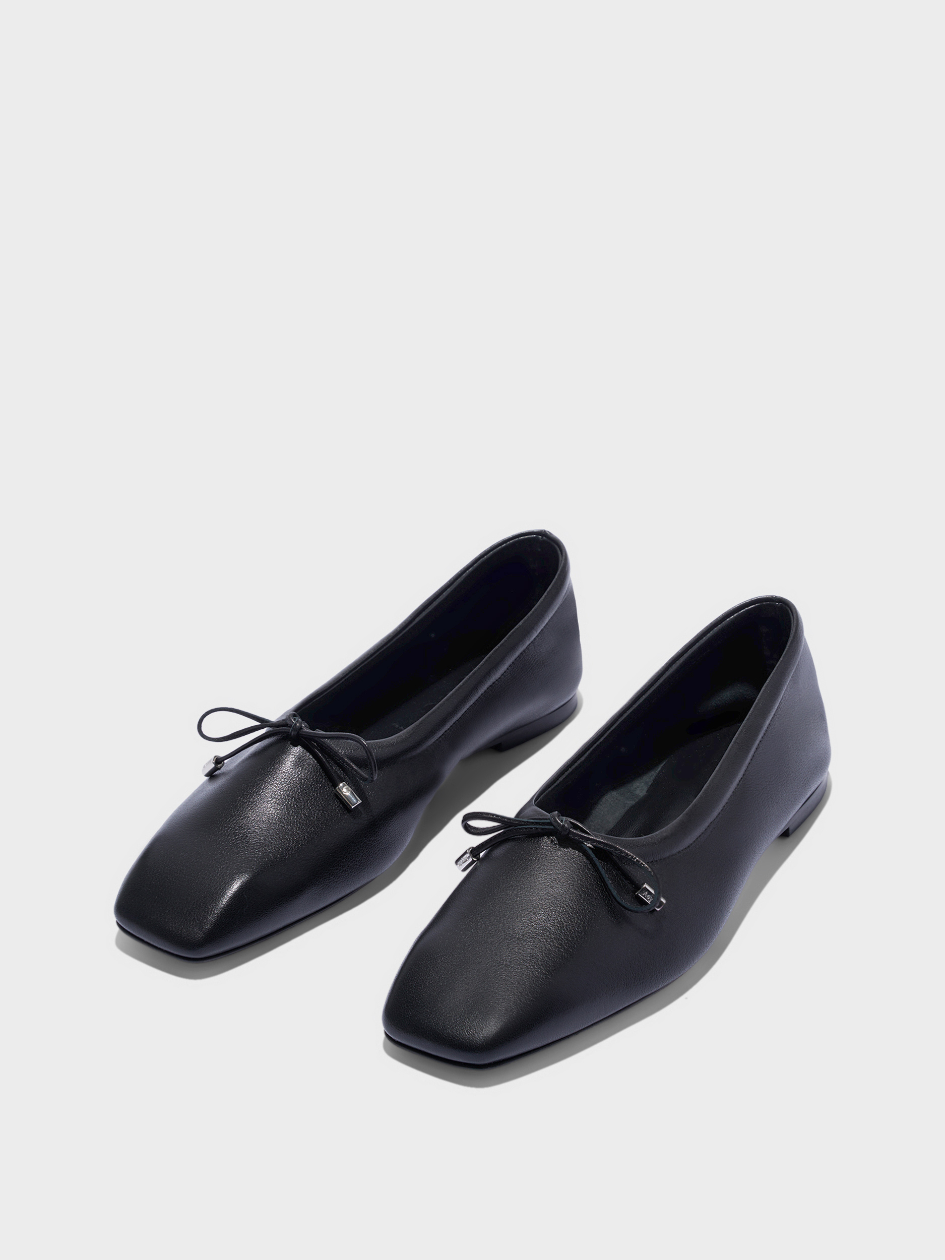Aeyde | Nomi Glove Leather Flats for Women | Black Lambskin | Square Toe | Flat Heel | Luxury Materials | Handmade in Italy