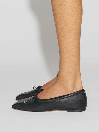 Aeyde | Nomi Glove Leather Flats for Women | Black Lambskin | Square Toe | Flat Heel | How to Style