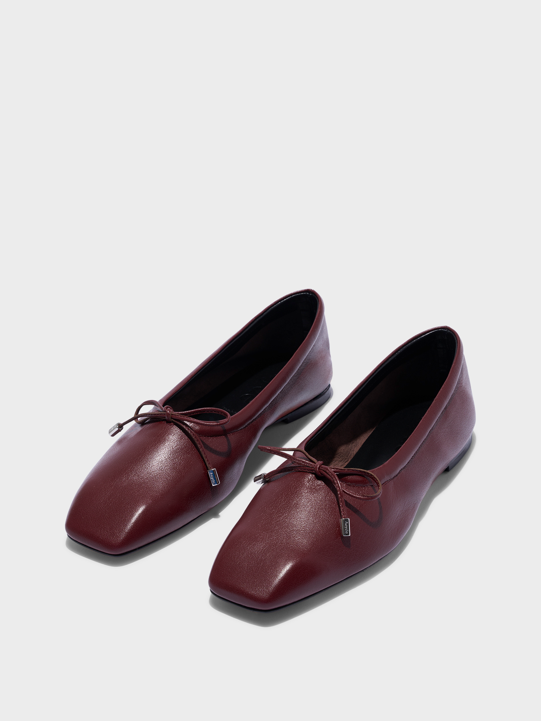 Aeyde | Nomi Glove Leather Flats for Women | Port Lambskin | Square Toe | Flat Heel | Luxury Materials | Handmade in Italy