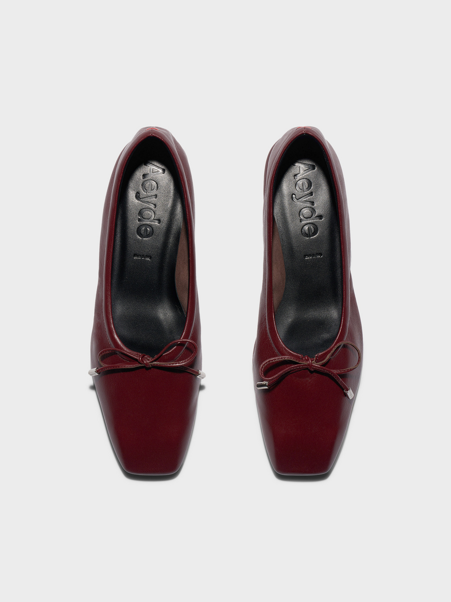 Aeyde | Nomi Glove Leather Flats for Women | Port Lambskin | Square Toe | Flat Heel | Front View