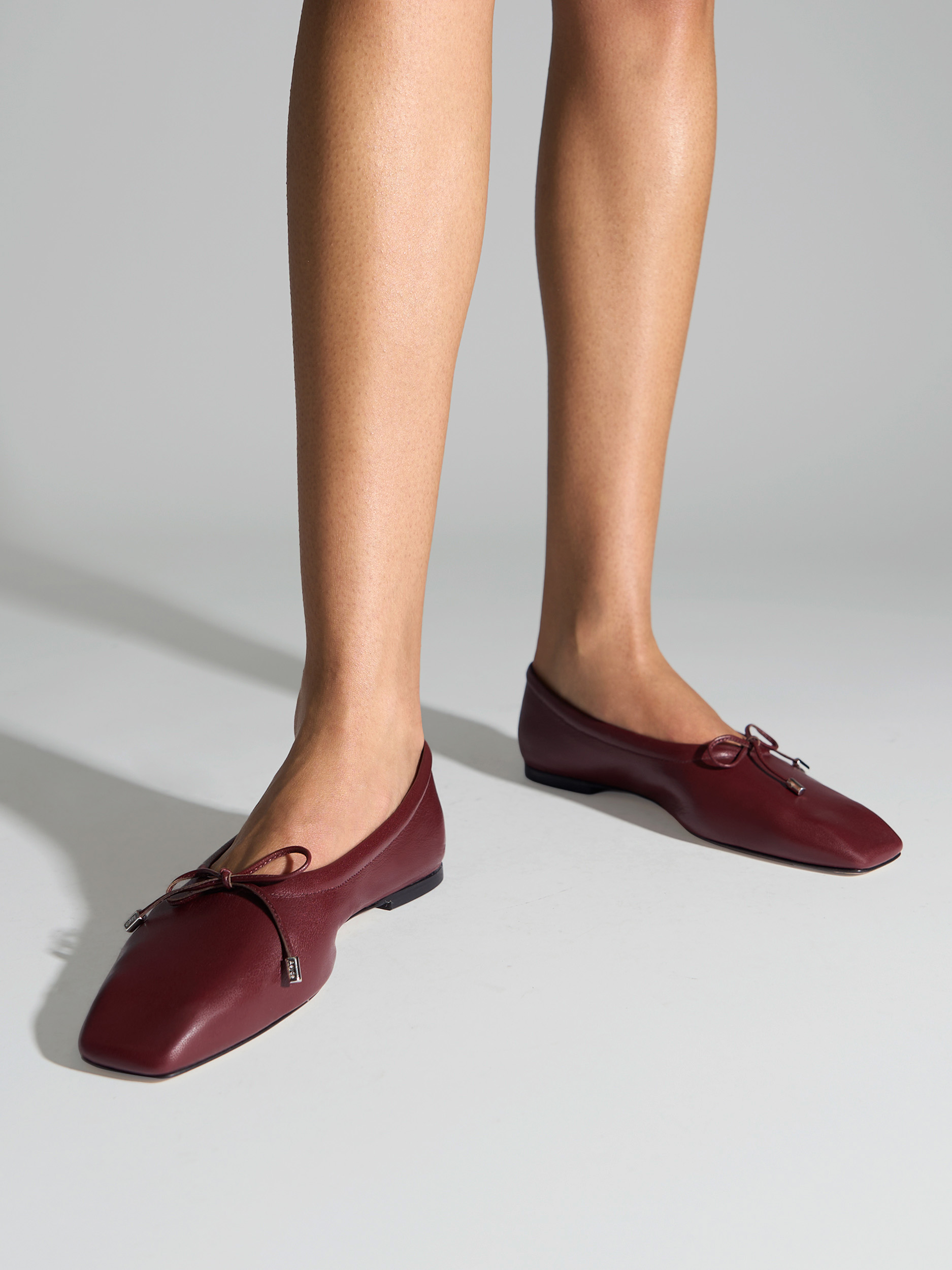 Aeyde | Nomi Glove Leather Flats for Women | Port Lambskin | Square Toe | Flat Heel | On Feet