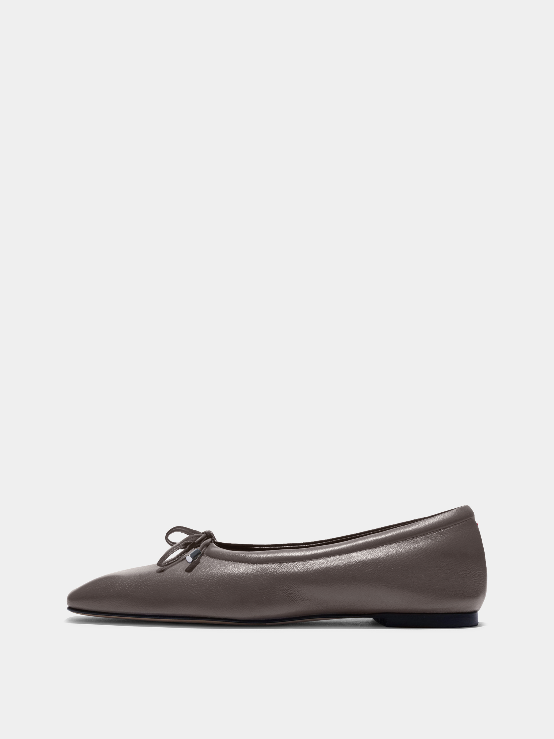 Aeyde | Nomi Glove Leather Flats for Women | Taupe Lambskin | Square Toe | Flat Heel | Side View
