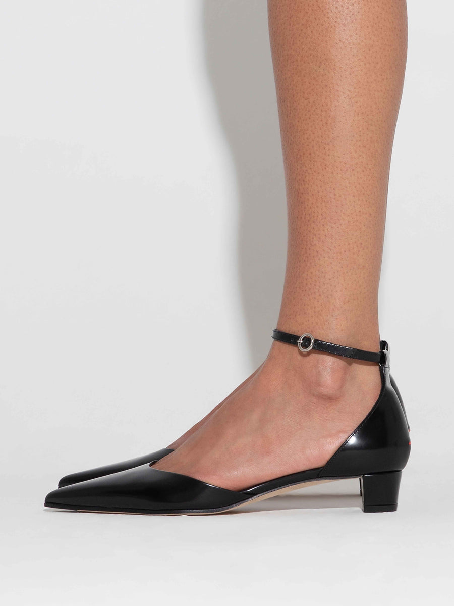 Perrine Leather Ankle-Strap Pumps