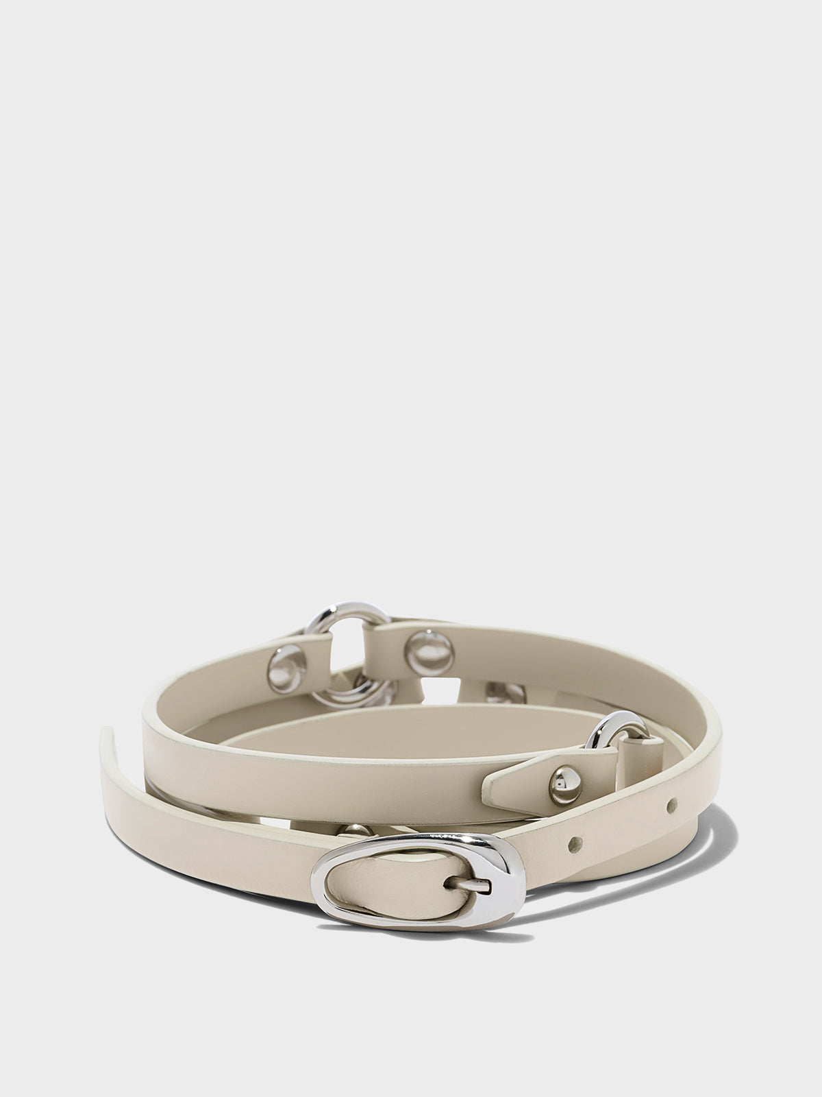 Aeyde | Phoebe Leather Belt Leather Belt for Women | Creamy/Silver Calf | Luxury Materials | Handmade in Italy