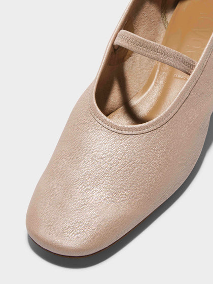 Aeyde | Pippa Leather Ballet Flats Leather Flats for Women | Peach Pearl Nappa | Round Toe | Low Heel | Luxury Materials | Handmade in Italy