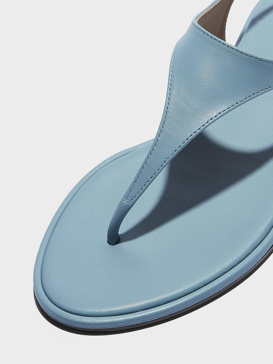 Aeyde | Raine Leather Flat Sandals for Women | Glass Nappa | Round Toe | Flat Heel | Heel Details