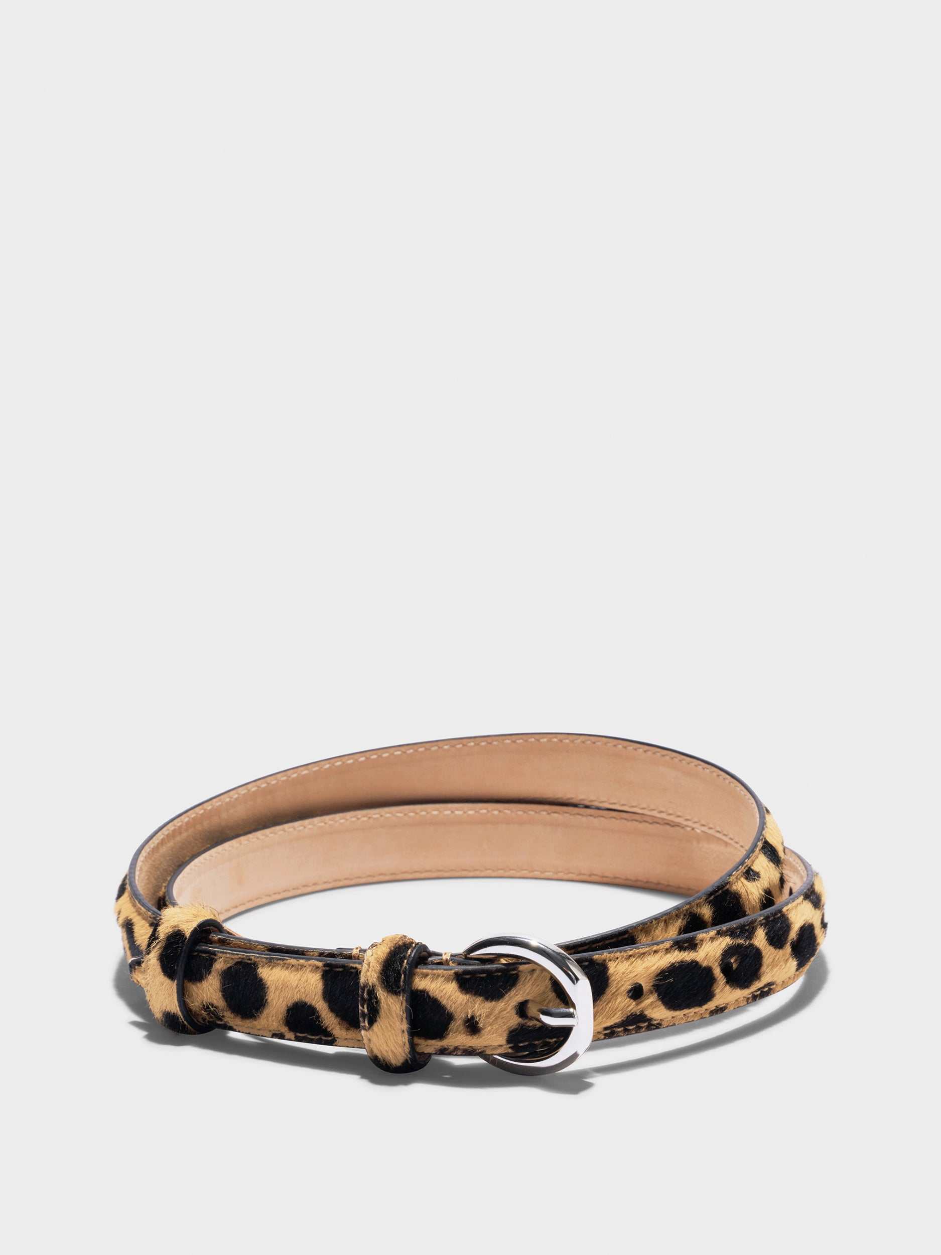 Aeyde | Reed Leather Belt for Women | Beige Black/Silver Ponyhair | Luxury Materials | Handmade in Italy