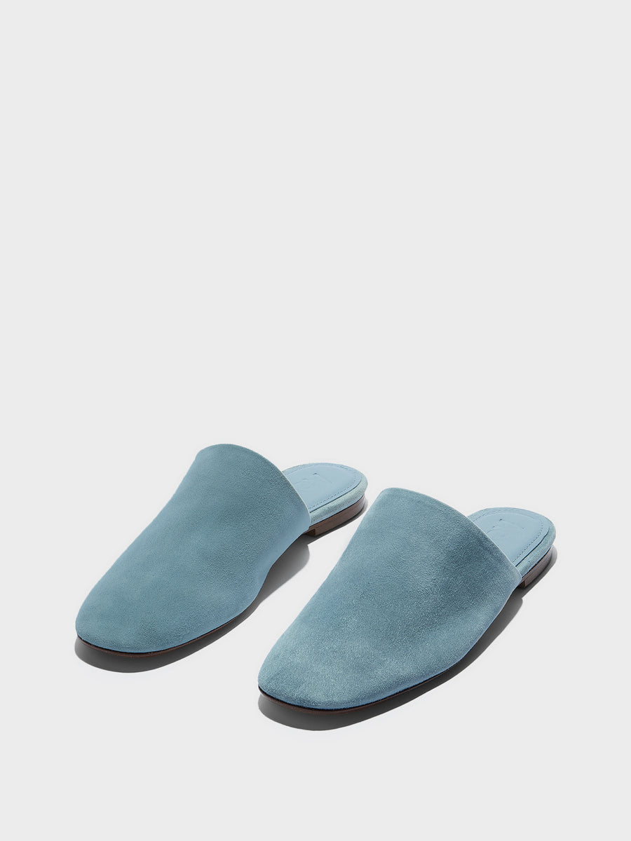 Aeyde | Rega Leather House Slippers for Women | Glass Suede | Round Toe | Flat Heel | Luxury Materials | Handmade in Italy