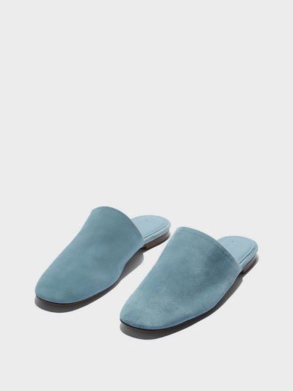 Aeyde | Rega Leather House Slippers for Women | Glass Suede | Round Toe | Flat Heel | Luxury Materials | Handmade in Italy