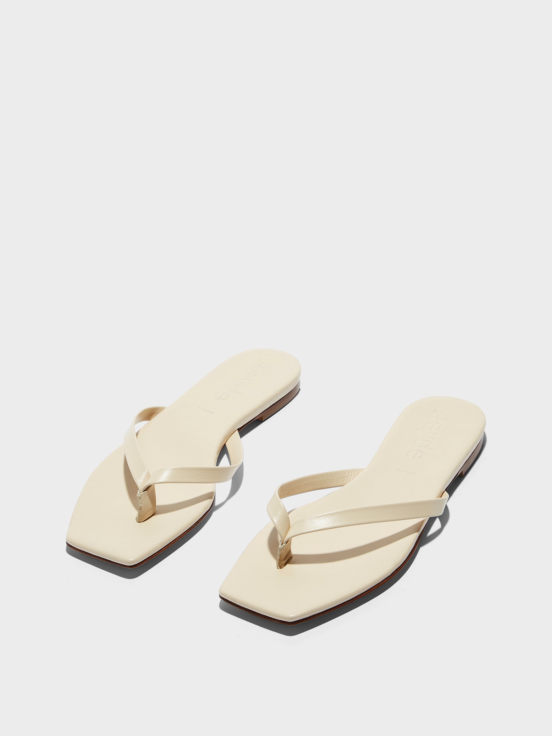 Aeyde | Renee Leather Flat Sandals for Women | Creamy Nappa | Square Toe | Flat Heel | Luxury Materials | Handmade in Italy