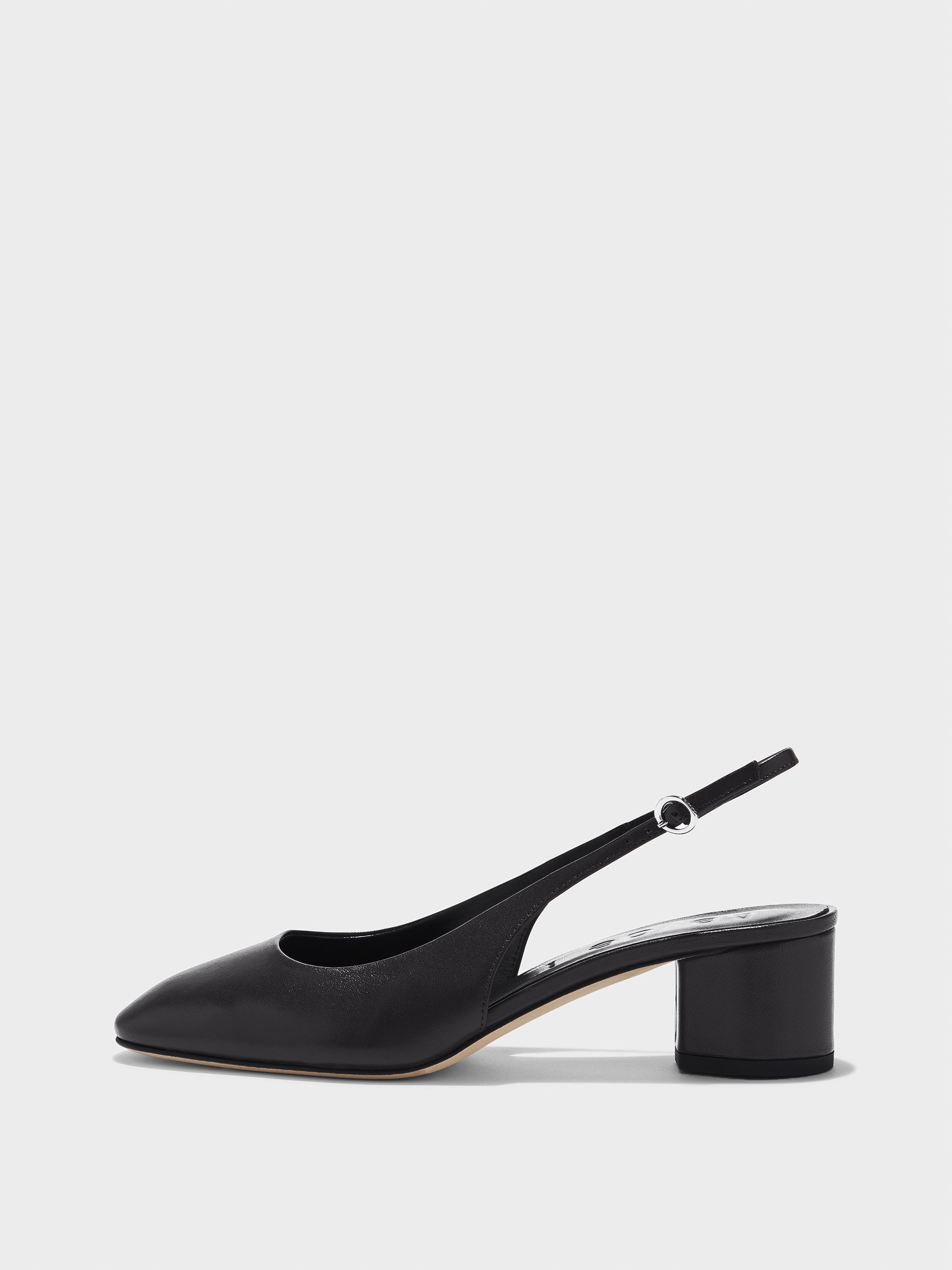 Aeyde | Romy Leather Pumps Leather  for Women | Black Nappa | Round Toe | Mid Heel | Side View